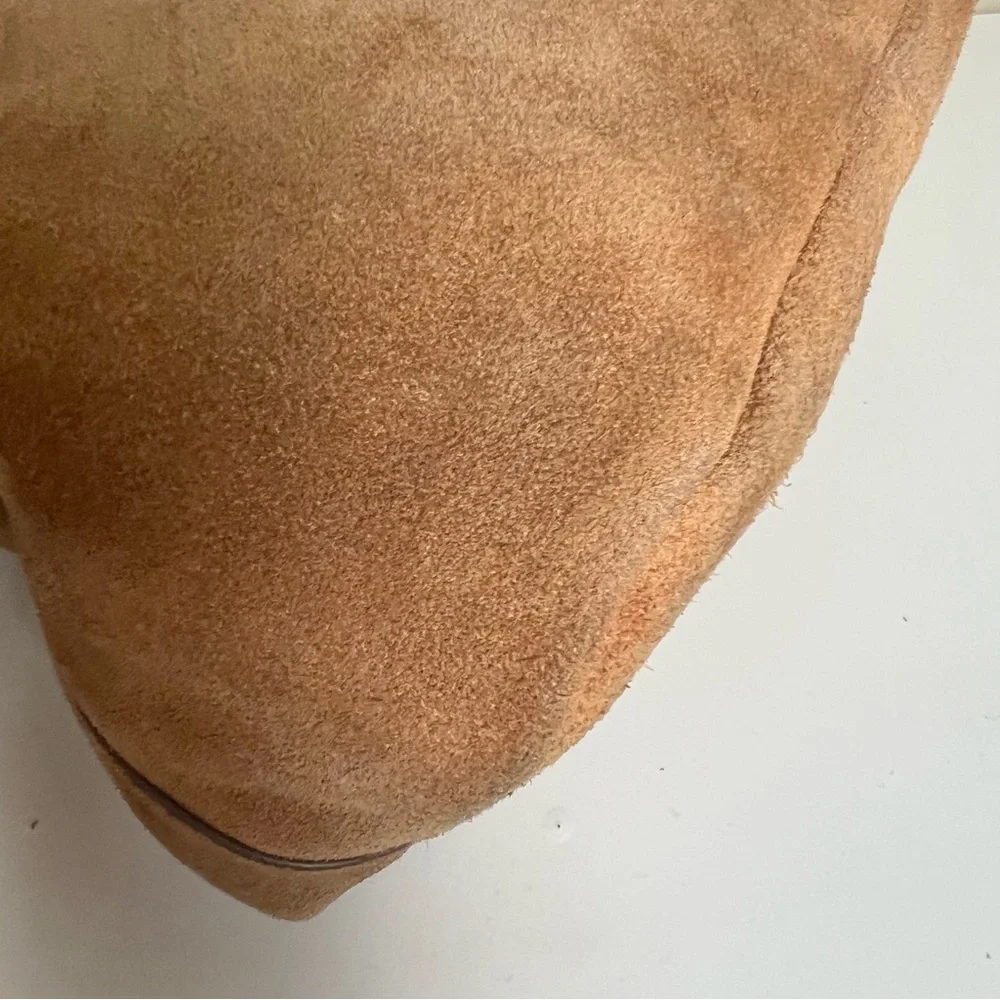 India Hicks Tan Suede Edwina Hobo Bag Purse with Gold-Tone Hardware